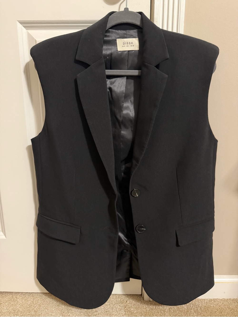 Dissh Rowan Black Sleeveless Blazer Vest